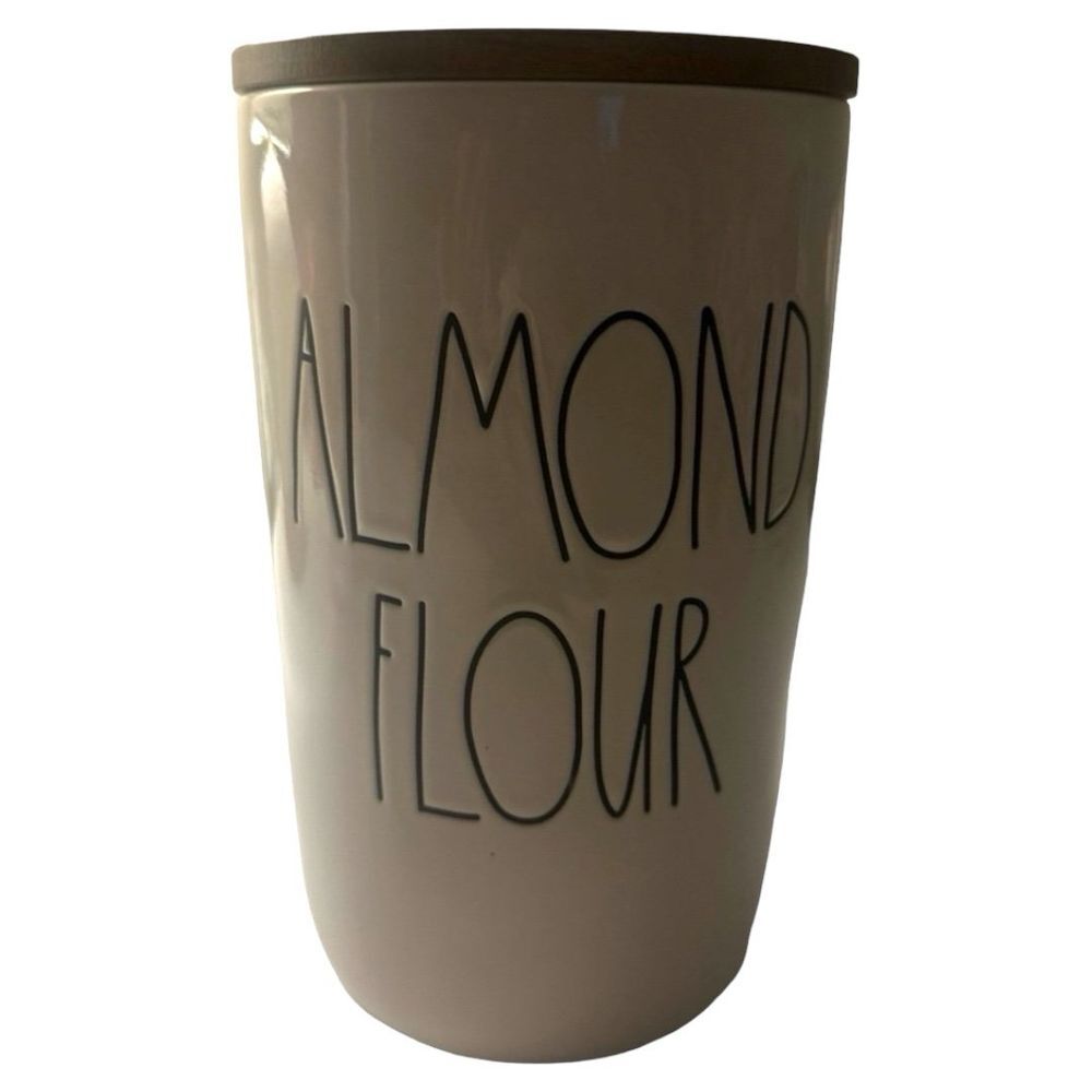 Rae Dunn Almond Flour Canister with Wood Lid Kitchen Decor Container